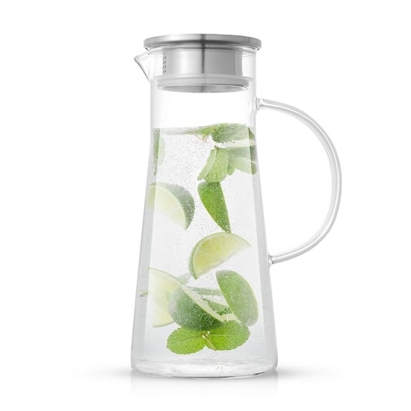 JoyJolt Breeze 50 fl.oz Clear Glass Drink Water Pitcher with Stainless  Steel Lid JG10274 - The Home Depot