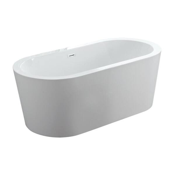 Eisen Home Dionysus 70 in. Acrylic Flatbottom Freestanding Bathtub in White