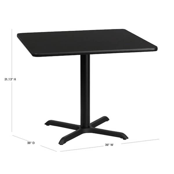 36" Square Black Laminate Table Top With Base Table Height Restaurant Table 