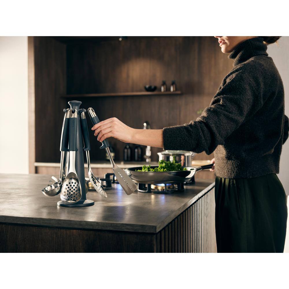 Stainless Steel and Silicone 6-Piece Rotating Kitchen Utensil Set