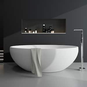 Oeno 67 in. x 39 in. Extra Wide Stone Resin Freestanding Soaking Bathtub in White