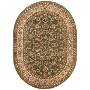 Barclay Sarouk Green 5 ft. x 7 ft. Traditional Floral Oval Area Rug