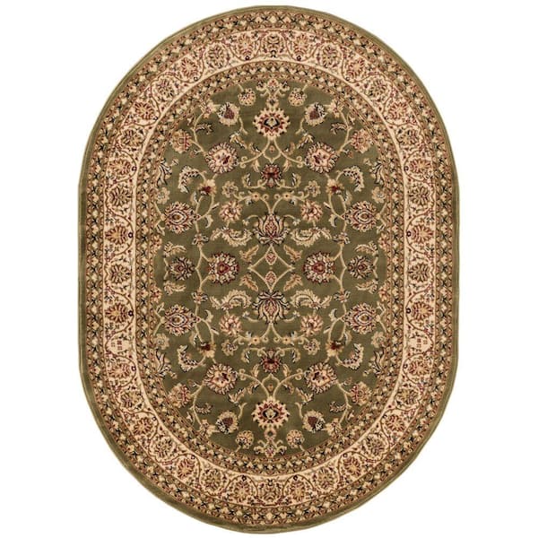 Well Woven Barclay Sarouk Green 5 ft. x 7 ft. Traditional Floral Oval Area Rug