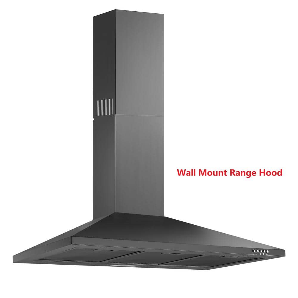 36-Inch Black Stainless Steel Under Cabinet Range Hood with LED Light