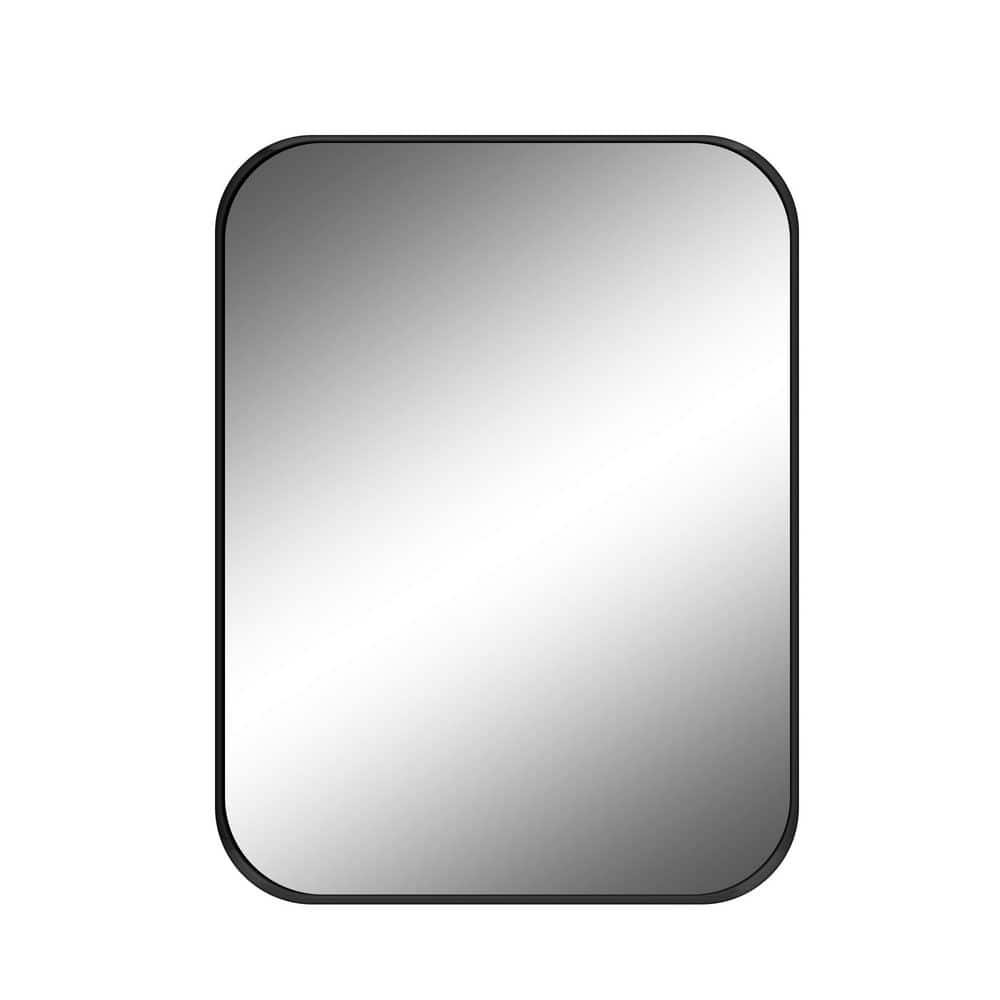 24 in. W x 32 in. H Rectangular Framed Wall Bathroom Vanity Mirror in Black