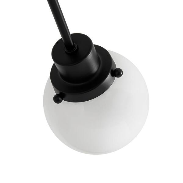 HUOKU Ceder 6-Light 24.4 in. W Mid-Century Modern Black Semi Flush