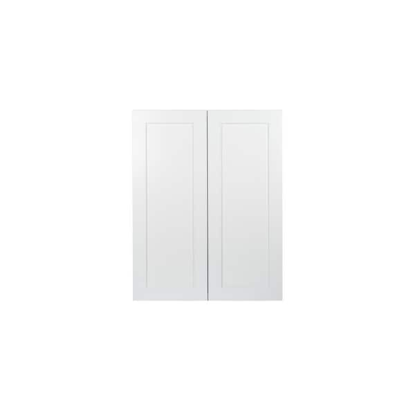 Plywell Ready to Assemble 24x30x12 in. Shaker Double Door Wall Cabinet with 2-Shelf in White