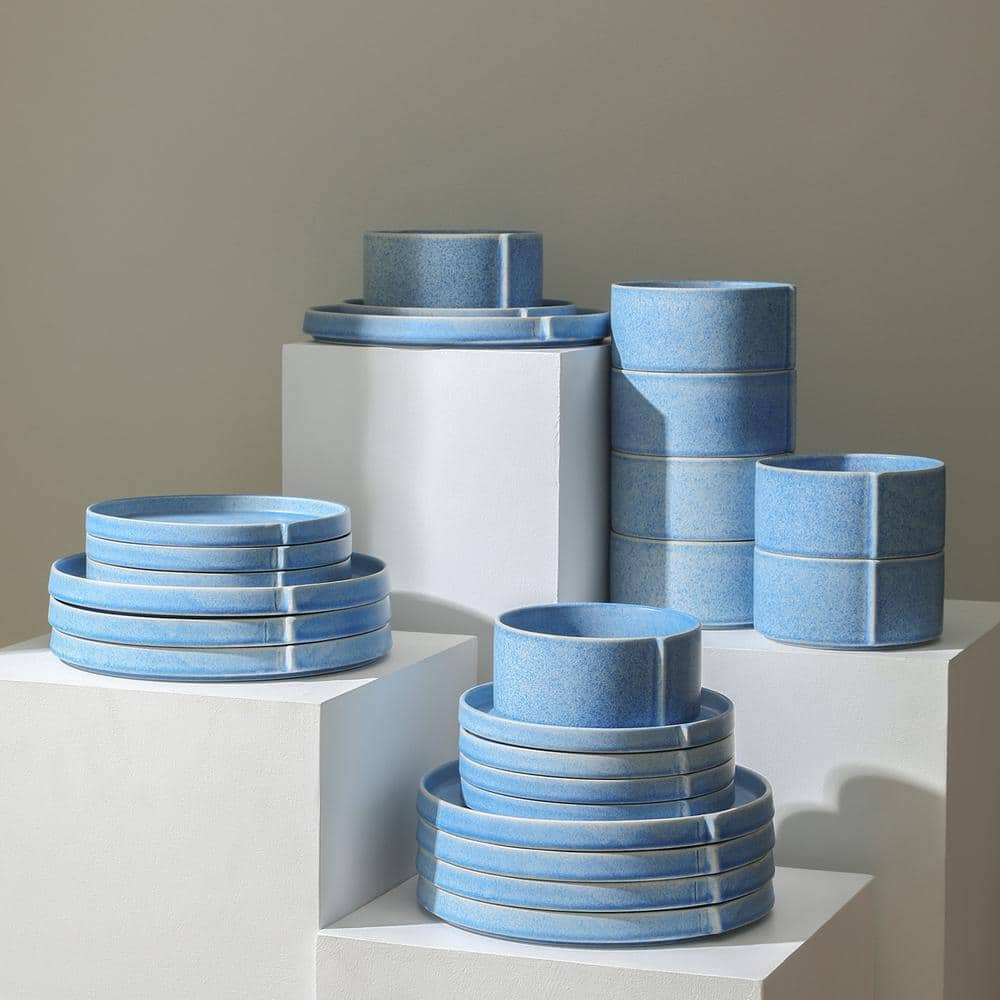 Bao Blue Ceramic 12-Piece Dinnerware Set for Four