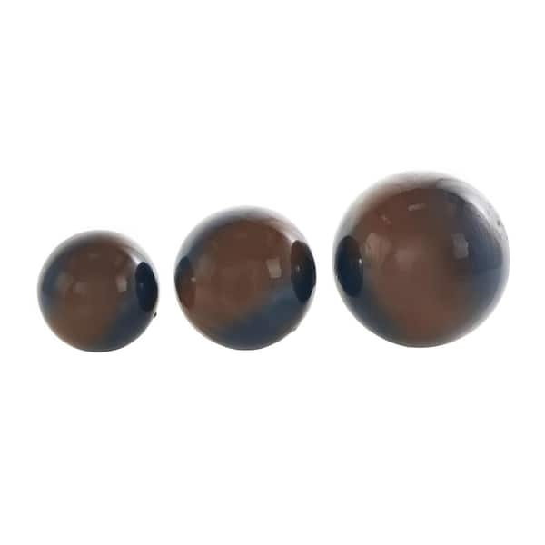 Litton Lane Brown Plastic Ombre Decorative Ball Orbs and Vase Filler with Blue Accents (3- Pack)