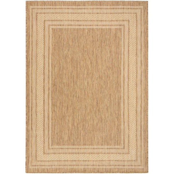 Nourison Horizon Natural 5 ft. x 7 ft. Indoor/Outdoor Bordered Contemporary Area Rug
