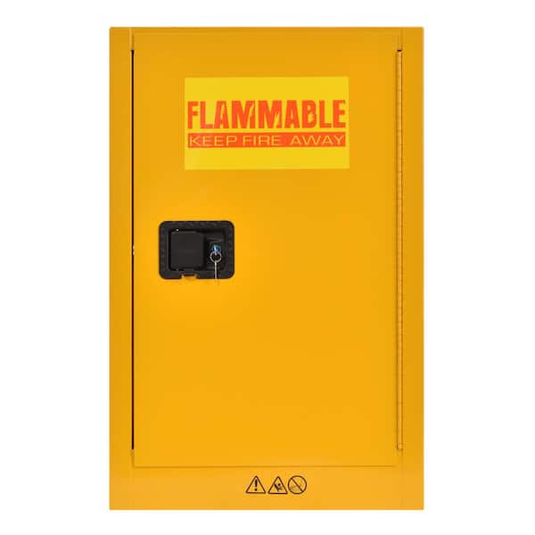 23 in. W x 35 in. H x 18 in. D Freestanding Cabinet 18 Gauge Flammable Liquid Safety Single-Door Storage Cabinet Yellow