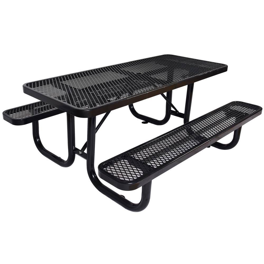 6 ft. Black Rectangular Outdoor Steel Picnic Table, with Umbrella Pole price history on PriceWatchPro