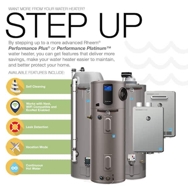 Rheem Performance Plus 50 Gal. Tall 9 Year 38,000 BTU Ultra Low NOx (ULN)  Natural Gas Tank Water Heater - Utah Version XG50T09EN38U1 - The Home Depot