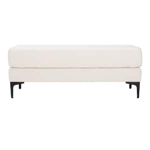 Elise 48 in. Off-White/Black Upholstered Entryway Bench