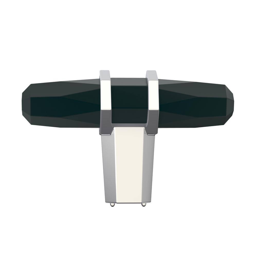 London 2-1/2 inch Black Bronze and Polished Chrome T-Handle Cabinet Knob