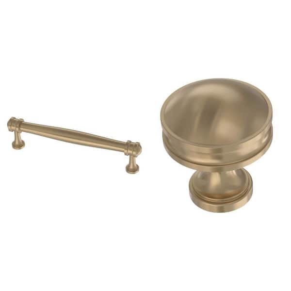 Charmaine 5-1/16 in. (128 mm) Pull and 1-1/8 in. (28 mm) Knob, Classic Champagne Bronze Combo