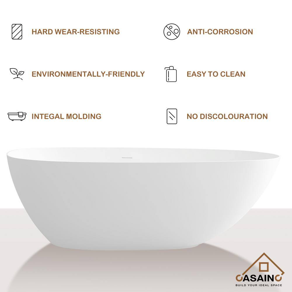 71'' White Acrylic Oval Freestanding Soaking Bathtub
