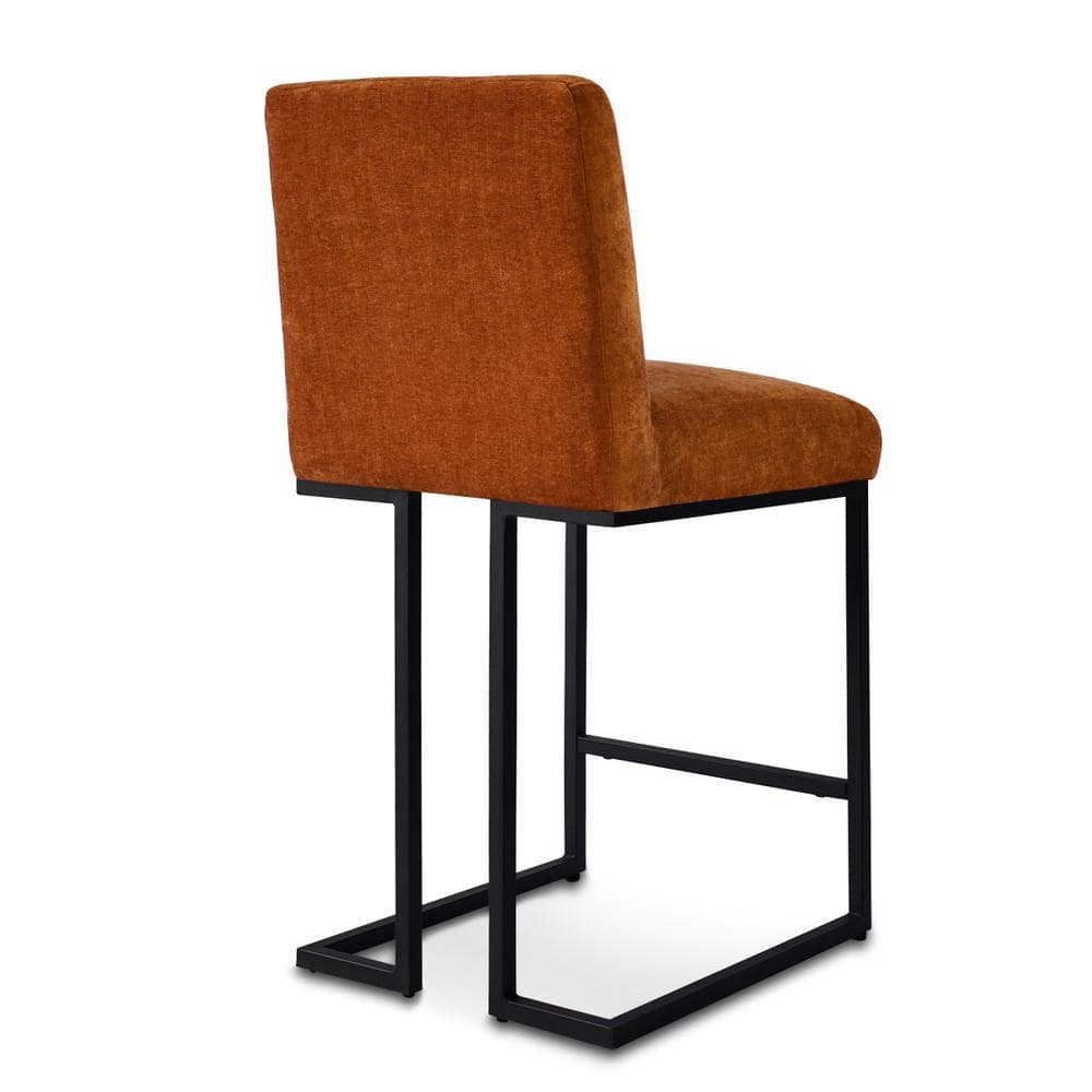 Set of 2 Terra Upholstered Fabric Counter Height Bar Stools with Black Metal Sled Legs
