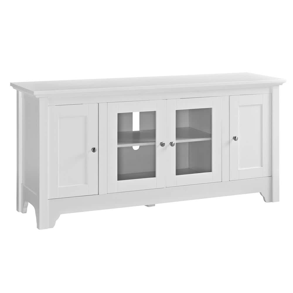 White 52" Wood TV Media Stand with Cabinets