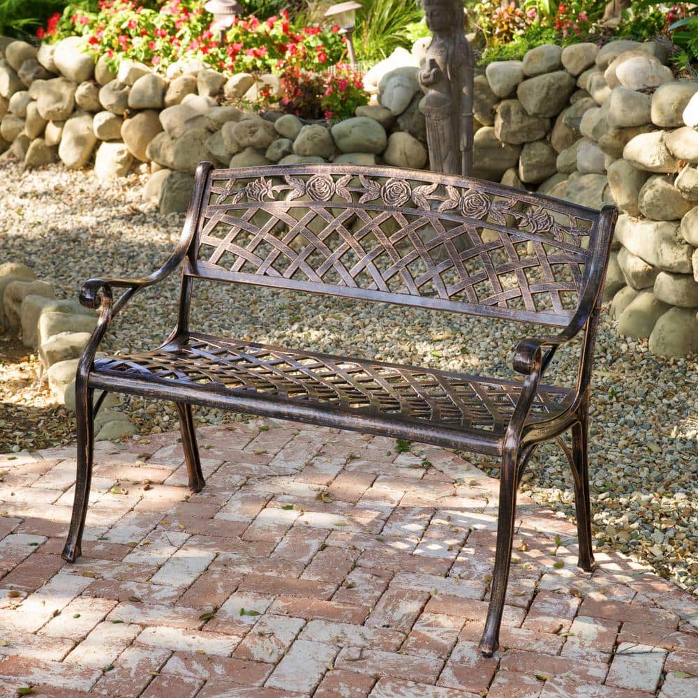 Hamilton Copper Cast Aluminum Weather Resistant Outdoor Bench