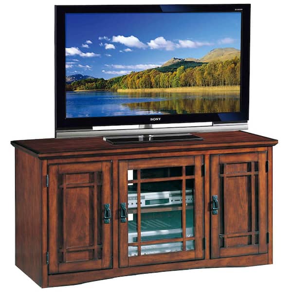 Leick Home Riley Holliday 50 in. W Mission Oak Three Door TV Stand Holds TV's up to 55 in.