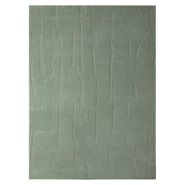Rae Abstract Organic Washable 6 ft. x 9 ft. Sage Green Indoor Area Rug