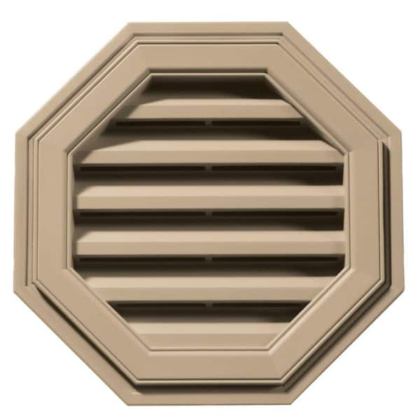 Builders Edge 18 in. x 18 in. Octagon Brown/Tan Plastic UV Resistant Gable Louver Vent