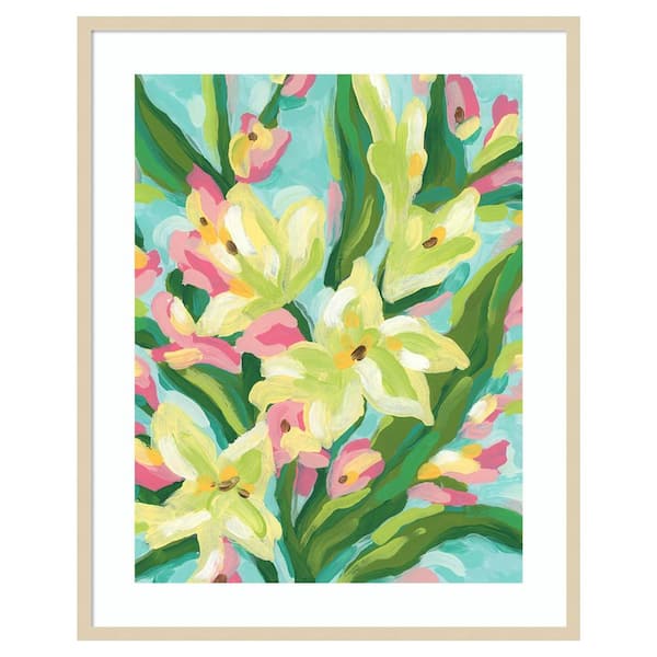 Amanti Art Floral Vibration II by June Erica Vess 33 in. W x 41 in. H. Wood Framed Wall Art Print Framed in Brown