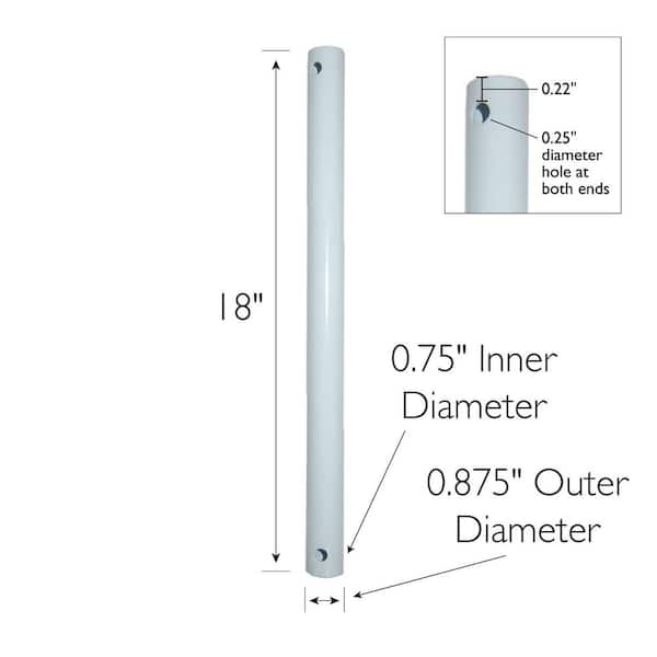 18 in. White Extension Downrod