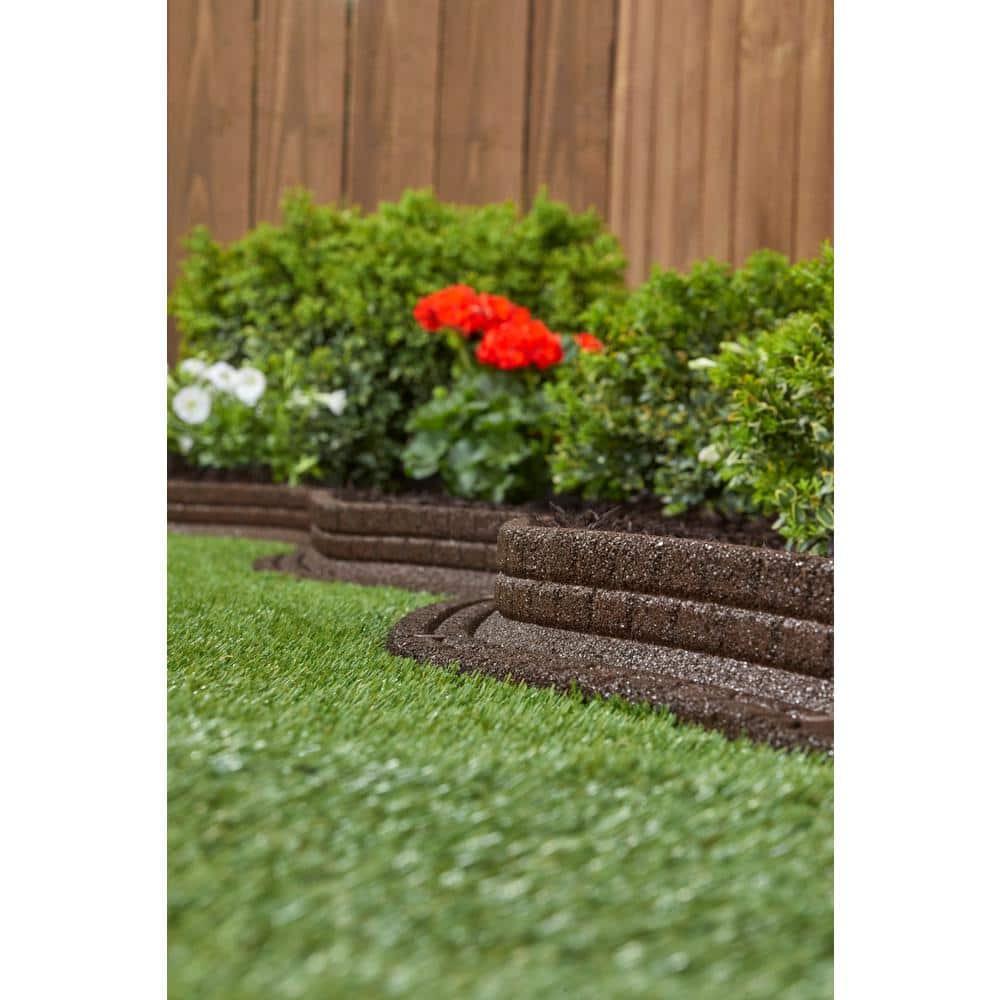 4 ft. Brickface Rubber Landscape Lawn Edging (Set of 6)