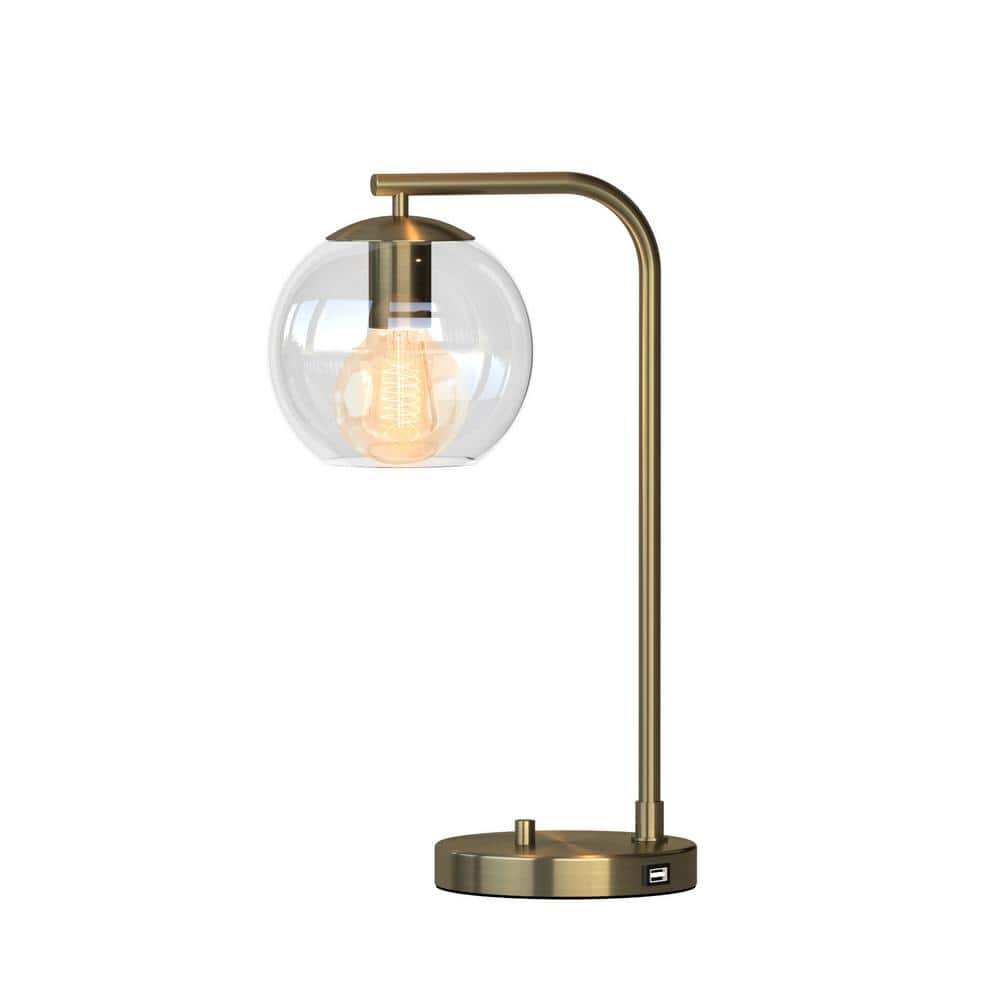 Hampton Bay Frazier 21.5 in. Antique Brass Table Lamp with USB Port  AF47012U - The Home Depot