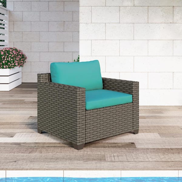 TK CLASSICS Keys Metal Outdoor Sectional with Cyan Cushions