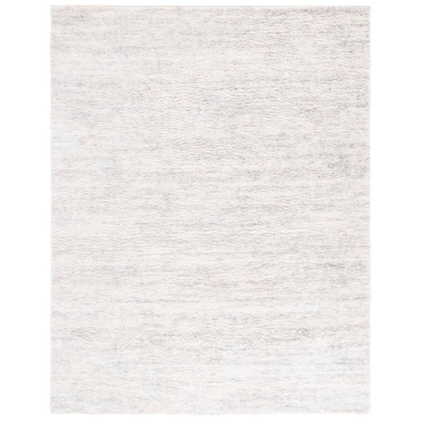 Berber Shag 7 ft. x 9 ft. Ivory/Light Gray 2-Toned Solid Area Rug