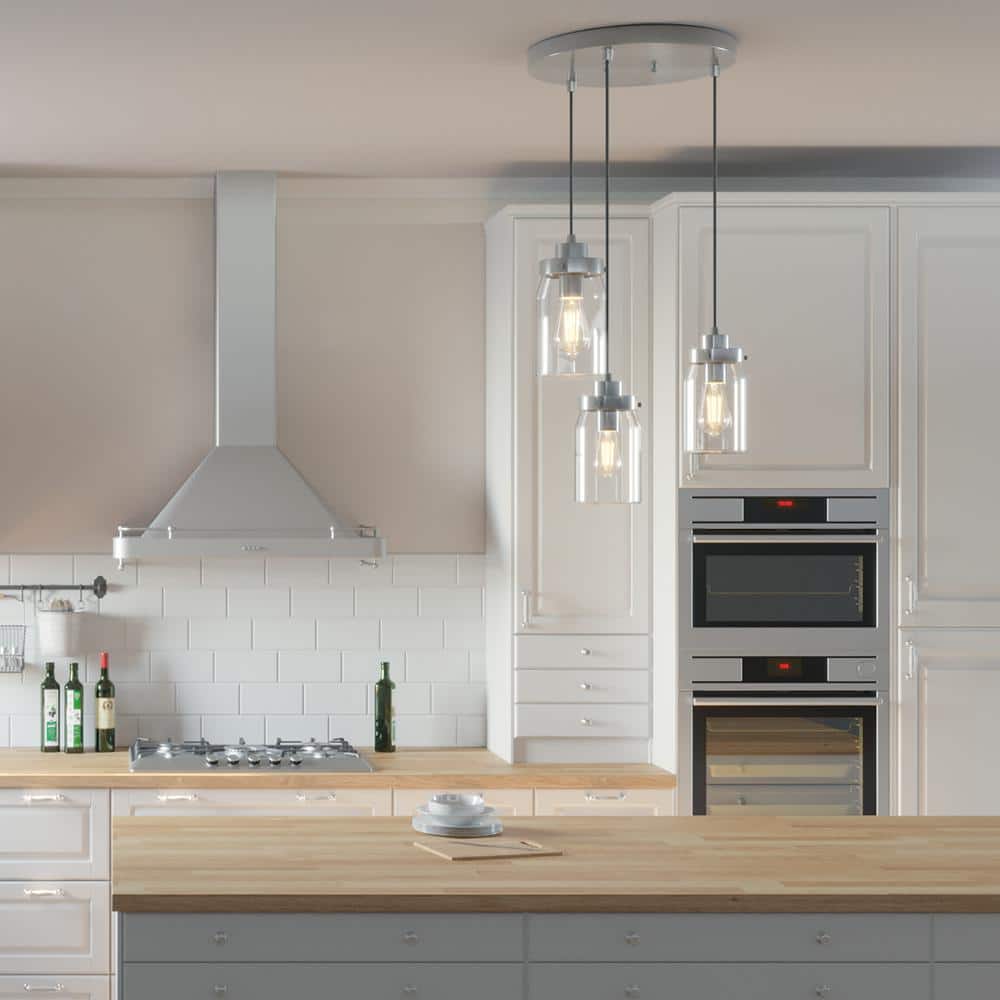 Devon Park Brushed Nickel LED Cluster Pendant with Glass Shades