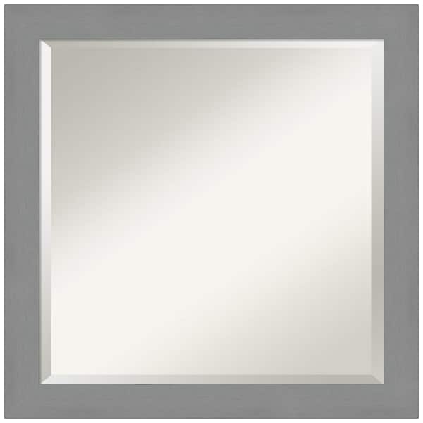 Amanti Art Medium Square Brushed Silver Metallic Beveled Glass Modern Mirror (23.5 in. H x 23.5 in. W)