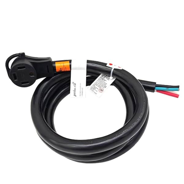 8 ft. 6/3+8/1 55 Amp, Black NEMA 14-60R Female Receptacle with Handle Replacement Power Cord 14-60R to 4-Wire, UL Listed