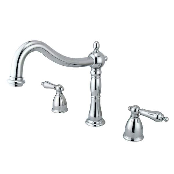 Kingston Brass Heritage 2-Handle Deck-Mount Roman Tub Faucet in ...