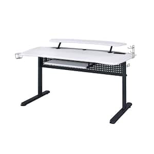 Vildre 28 in. Rectangular Black and White with MDF, PVC Paper Metal Materials Gaming Table with LED Light Included
