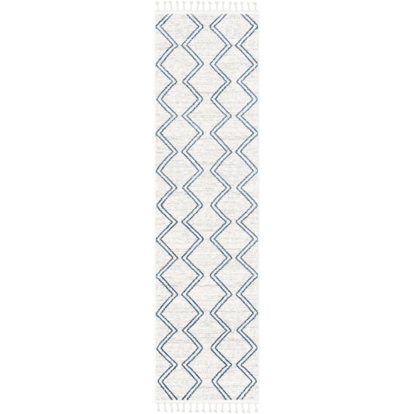 Kennedy Reeve Modern Chevron Kids Blue Ivory 2 ft. 7 in. x 9 ft. 10 in. Runner Area Rug