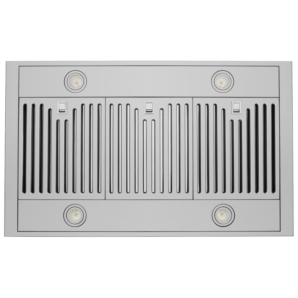 30" Stainless Steel Convertible Island Range Hood with Charcoal Filter