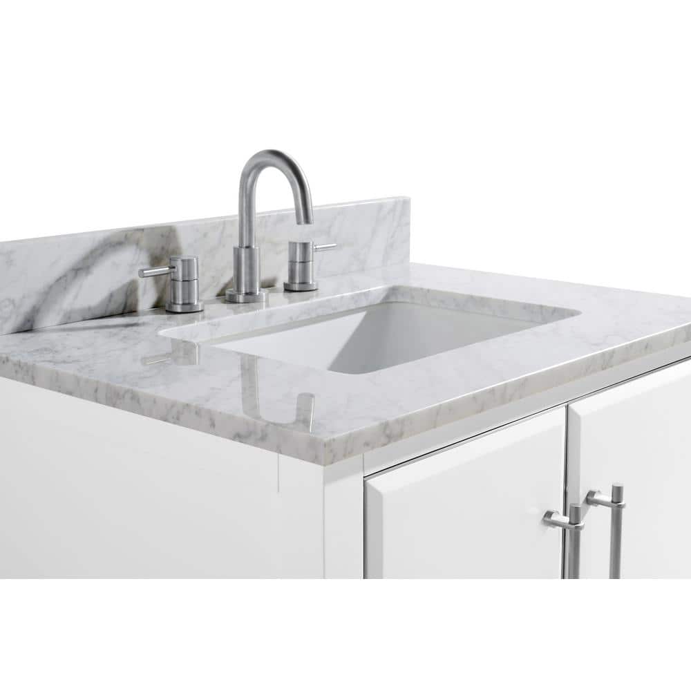 Mason 31'' White Solid Wood Vanity with Marble Top