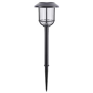 Charleston 20 Lumens Solar 2-Tone Black and Grey Diecast LED Path Light with Seedy Glass Lens and Vintage Bulb (4-Pack)