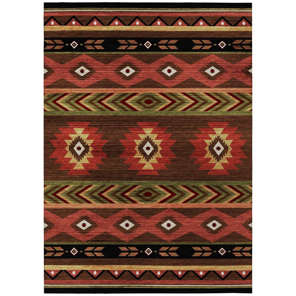 Sonora Brown 3 ft. x 5 ft. Geometric Indoor/Outdoor Area Rug