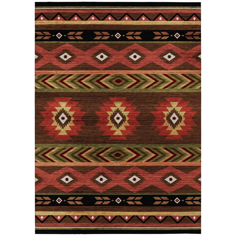 Sonora Brown 8 ft. x 10 ft. Geometric Indoor/Outdoor Area Rug
