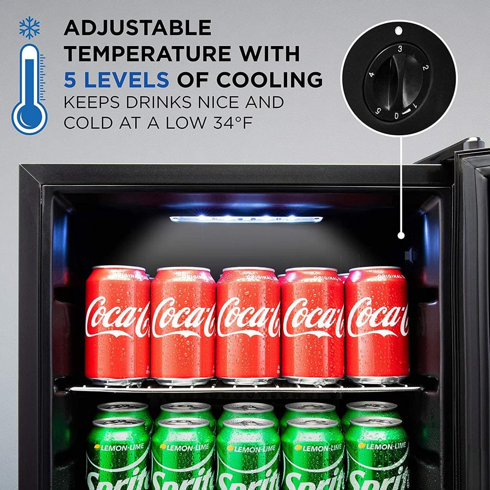 Compact Black Smart Beverage Cooler with Adjustable Shelves