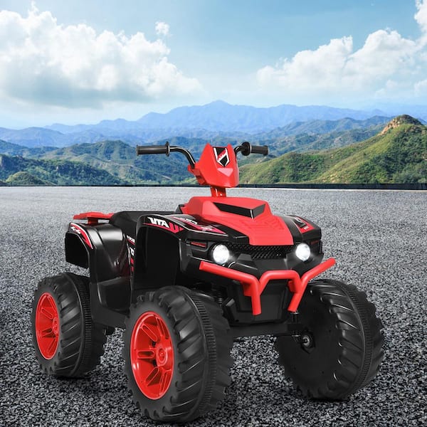 12-Volt Electric Kids Ride On Car ATV 4-Wheeler Quad with Music LED Light Red