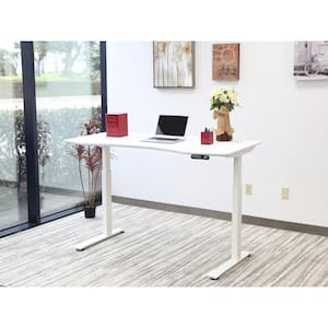 60 in. Rectangular White Standing Desk with Adjustable Height
