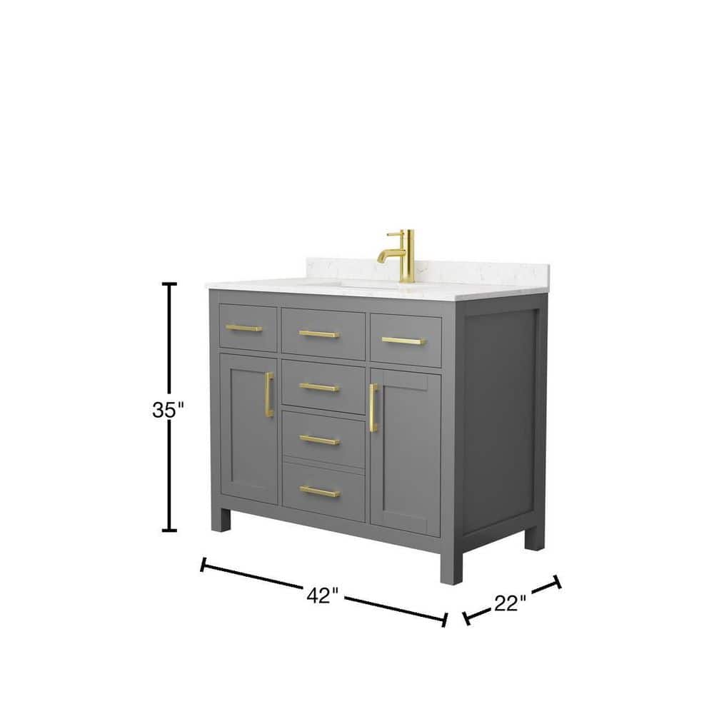 Beckett 42" Dark Gray Freestanding Vanity with Carrara Marble Top