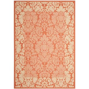 Courtyard Terracotta/Natural 4 ft. x 6 ft. Floral Indoor/Outdoor Patio  Area Rug