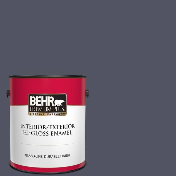BEHR PREMIUM PLUS 1 gal. #S550-7 Knighthood Hi-Gloss Enamel Interior/Exterior Paint